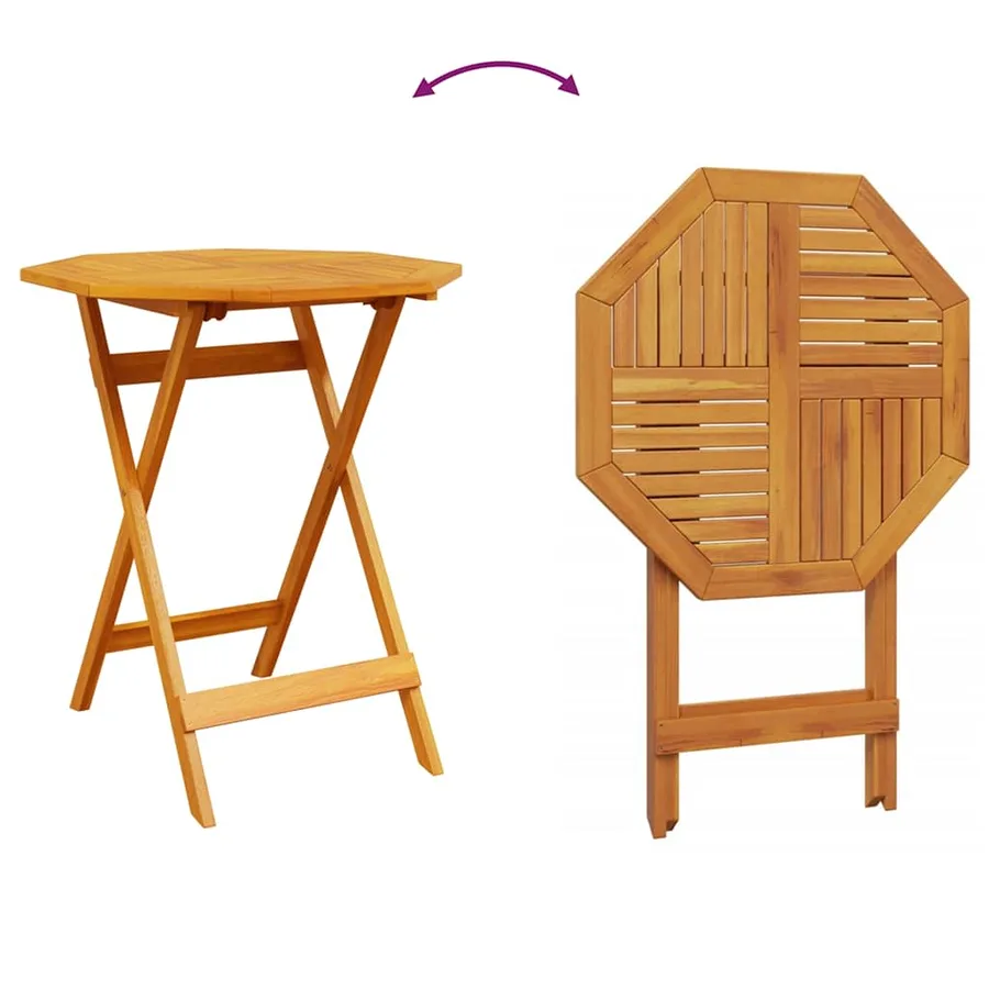 Ensemble bistro pliant 3 pcs Marron Bois d'Acacia Massif - 15