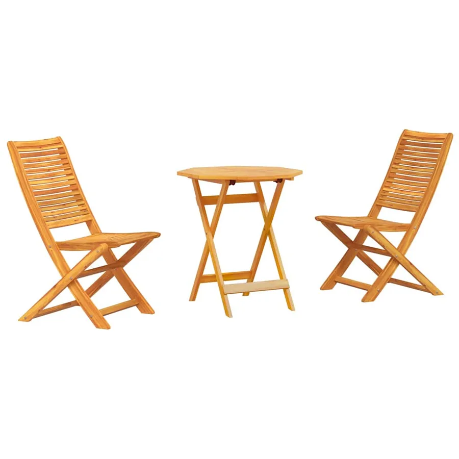 Ensemble bistro pliant 3 pcs Marron Bois d'Acacia Massif - 2