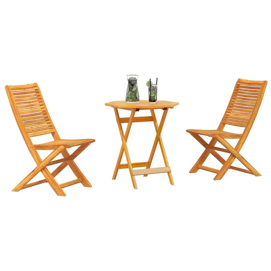 Ensemble bistro pliant 3 pcs Marron Bois d'Acacia Massif - 3