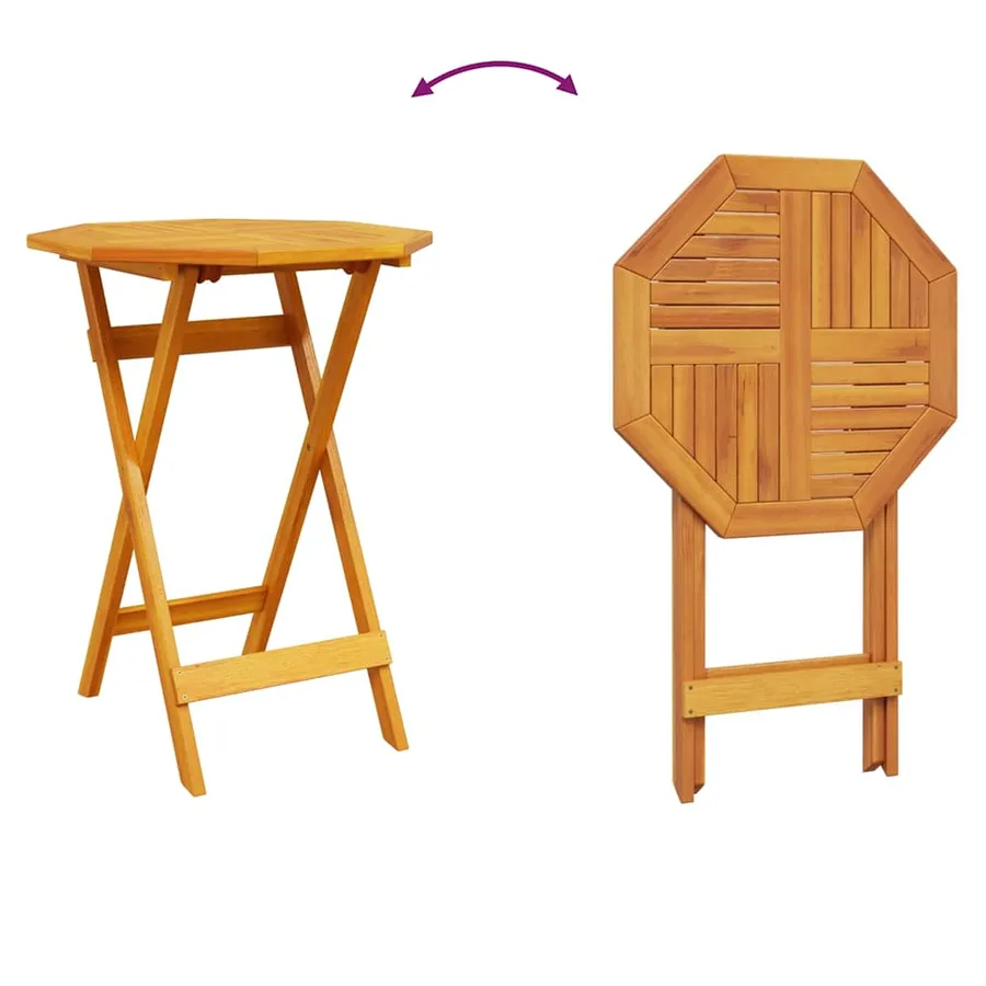 Ensemble bistro pliant 3 pcs Marron Bois d'Acacia Massif - 12