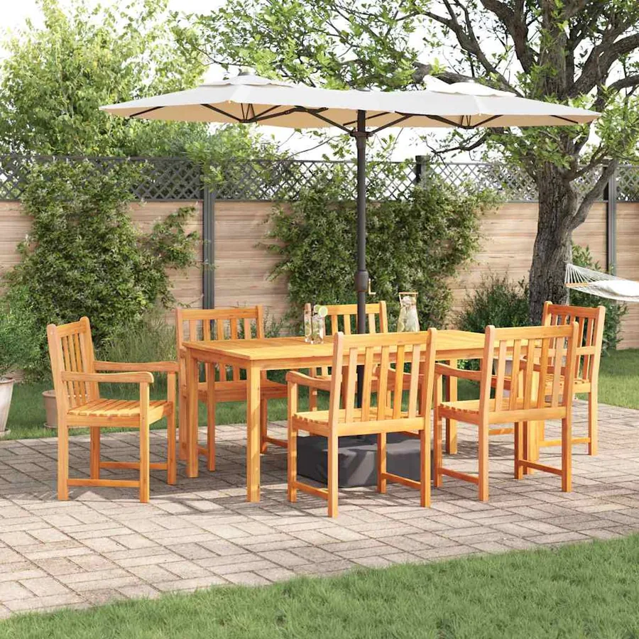 Ensemble de salle à manger pour jardin 7 pcs Marron