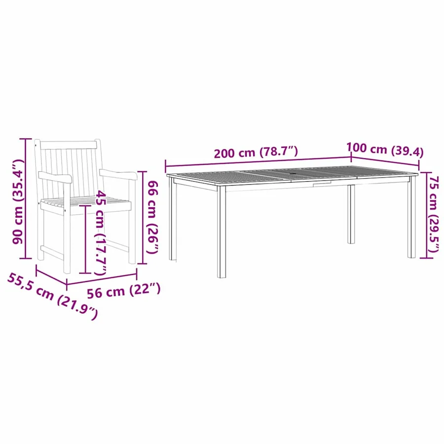Ensemble de salle à manger pour jardin 7 pcs Marron - 12