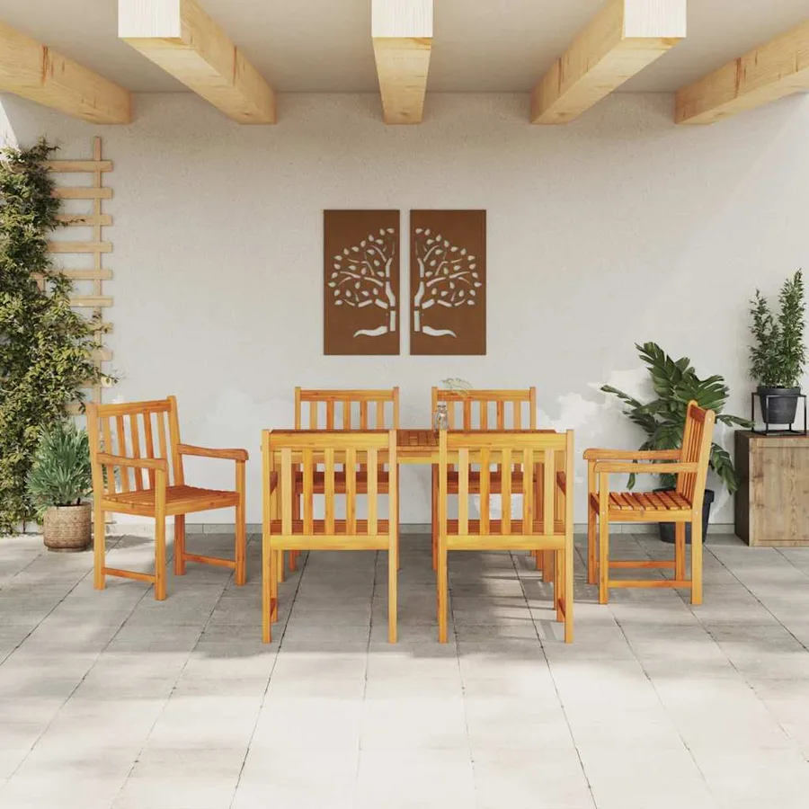 Ensemble de salle à manger pour jardin 7 pcs Marron - 4