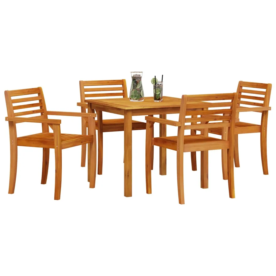 Ensemble de salle à manger pour jardin 5 pcs Marron - 2
