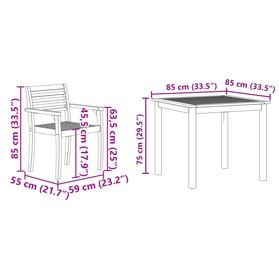 Ensemble de salle à manger pour jardin 5 pcs Marron - 7