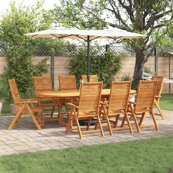 Ensemble de salle à manger pour jardin 9 pcs Marron