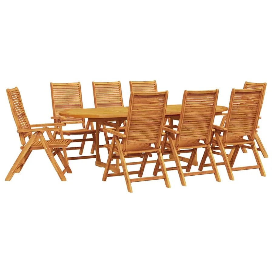 Ensemble de salle à manger pour jardin 9 pcs Marron - 2