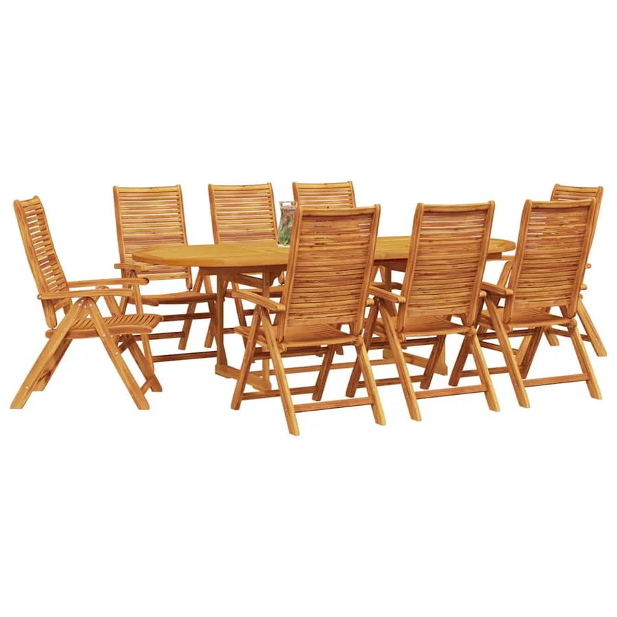 Ensemble de salle à manger pour jardin 9 pcs Marron - 3