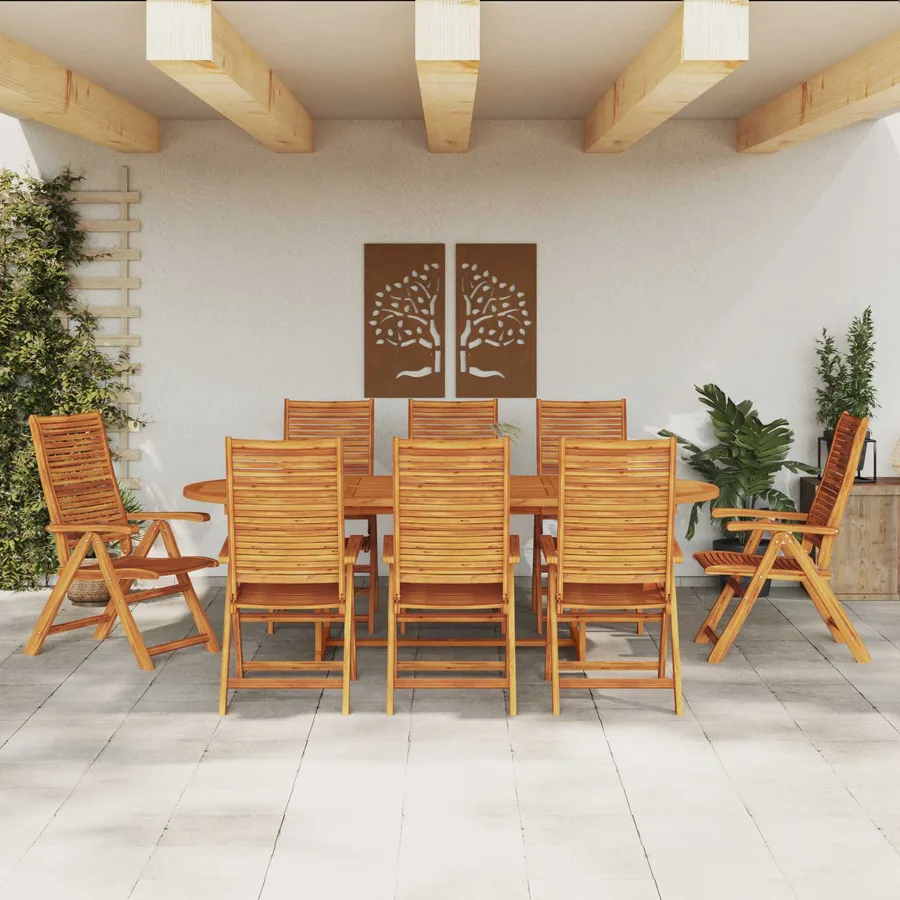 Ensemble de salle à manger pour jardin 9 pcs Marron - 4