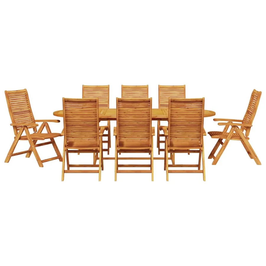 Ensemble de salle à manger pour jardin 9 pcs Marron - 7