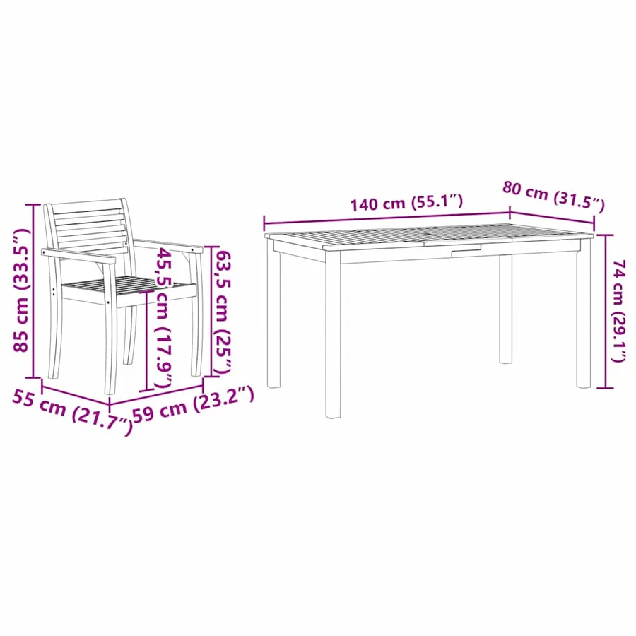 Ensemble de salle à manger pour jardin 7 pcs Marron - 12