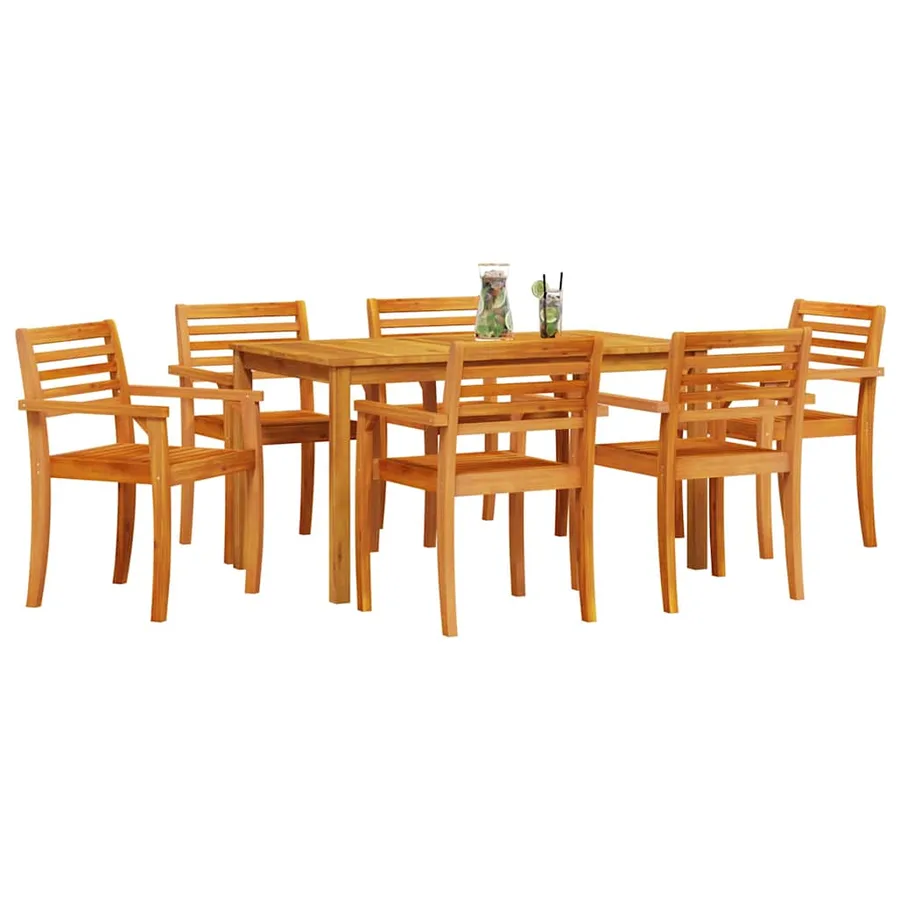 Ensemble de salle à manger pour jardin 7 pcs Marron - 3
