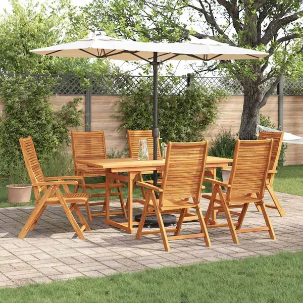 Ensemble de salle à manger pour jardin 7 pcs Marron