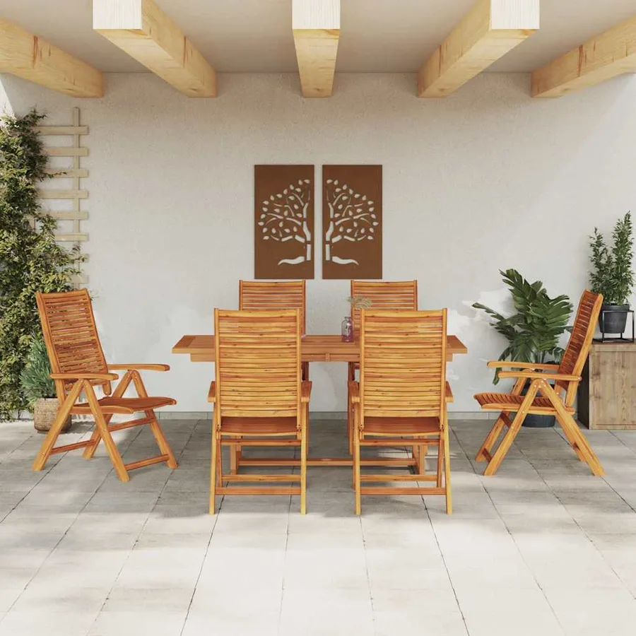 Ensemble de salle à manger pour jardin 7 pcs Marron - 4