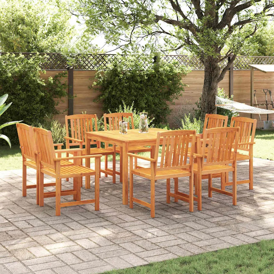 Ensemble de salle à manger pour jardin 9 pcs Marron