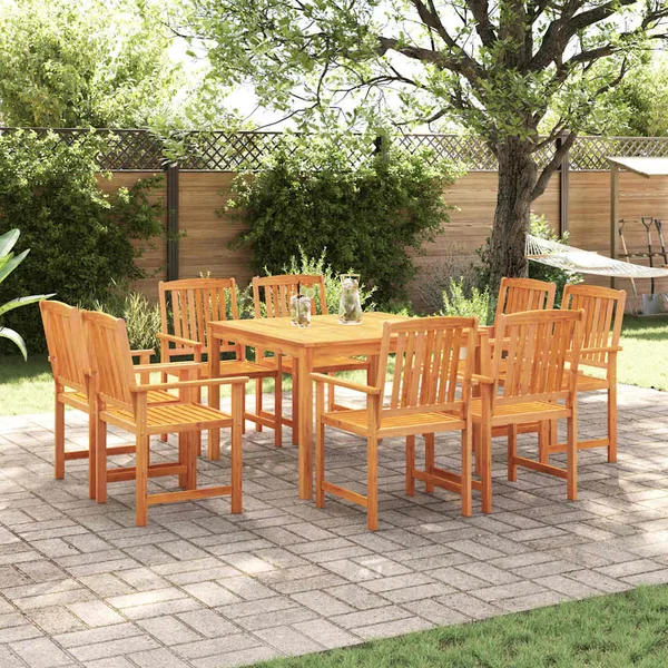 Ensemble de salle à manger pour jardin 9 pcs Marron