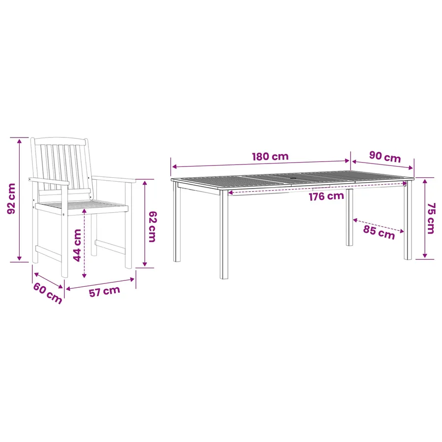 Ensemble de salle à manger pour jardin 9 pcs Marron - 12