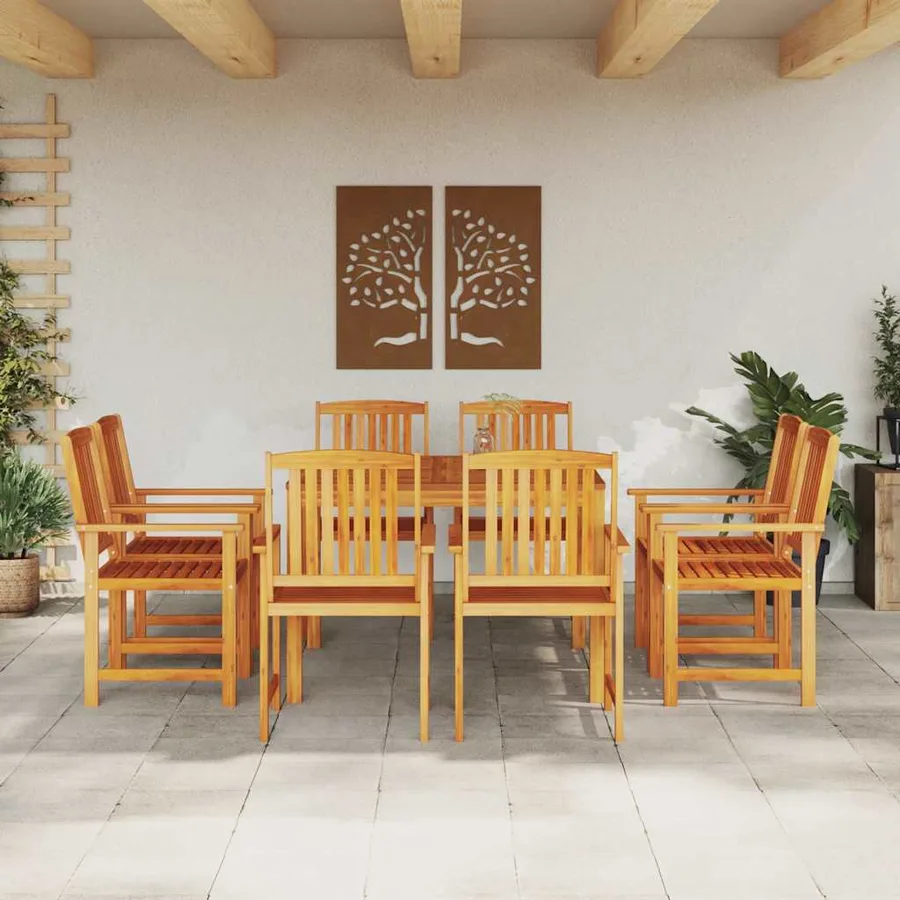 Ensemble de salle à manger pour jardin 9 pcs Marron - 4