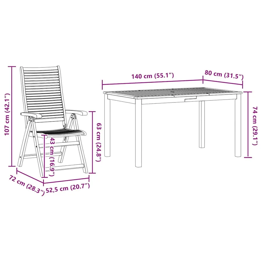 Ensemble de salle à manger pour jardin 5 pcs Marron - 13