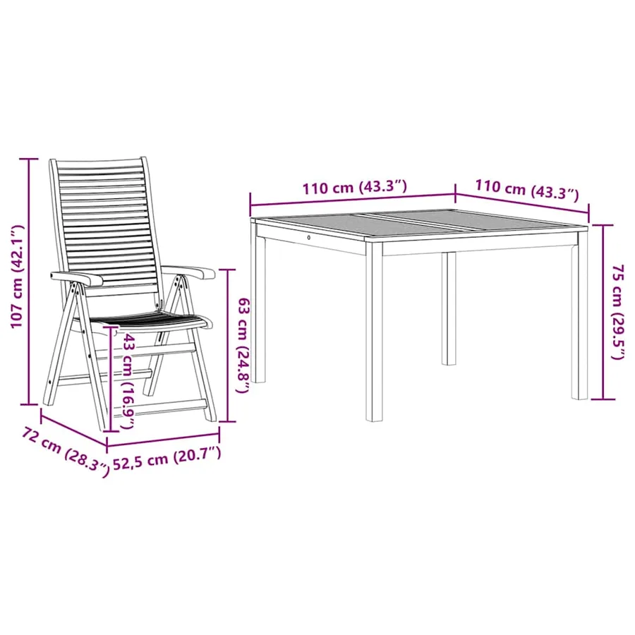 Ensemble de salle à manger pour jardin 3 pcs Marron - 13