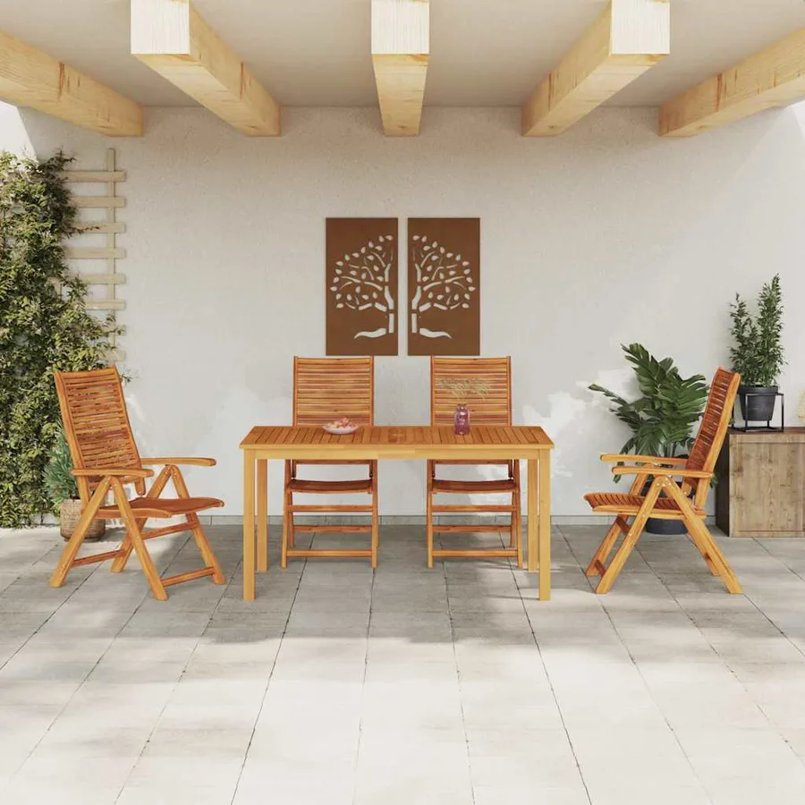 Ensemble de salle à manger pour jardin 5 pcs Marron - 4