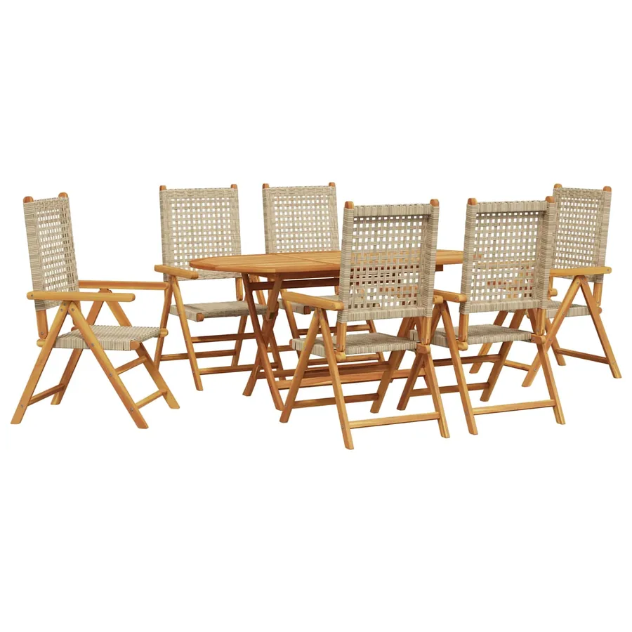 Ensemble de salle à manger pour jardin 7 pcs Beige