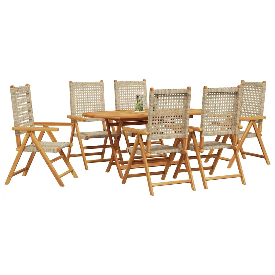 Ensemble de salle à manger pour jardin 7 pcs Beige - 2