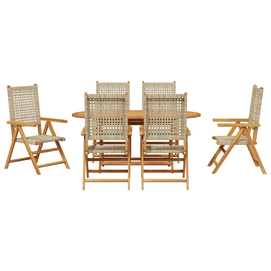 Ensemble de salle à manger pour jardin 7 pcs Beige - 4
