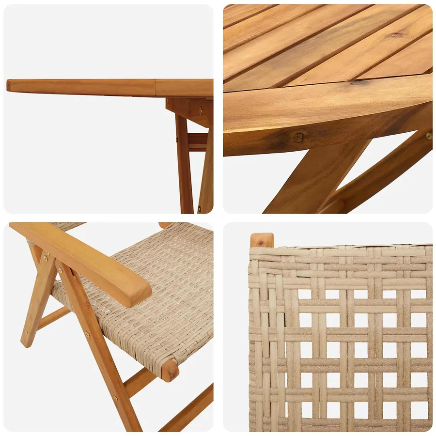 Ensemble de salle à manger pour jardin 7 pcs Beige - 5
