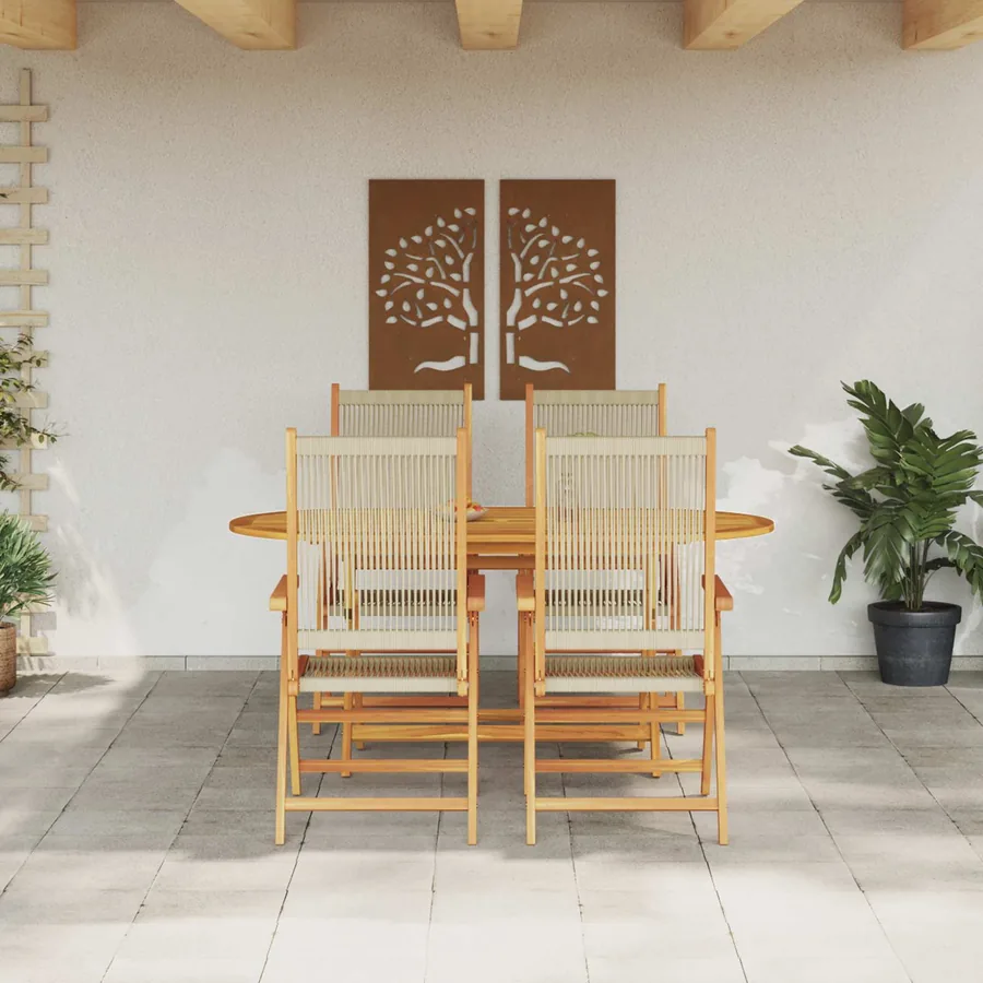 Ensemble de salle à manger pour jardin 5 pcs Beige
