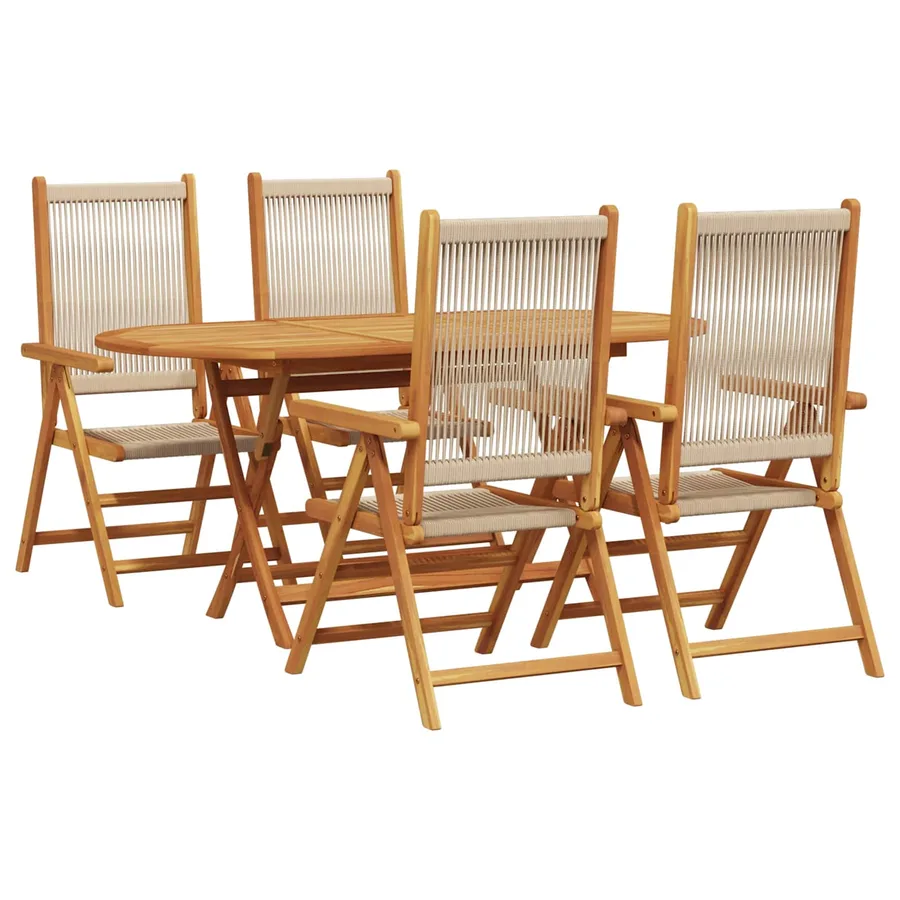 Ensemble de salle à manger pour jardin 5 pcs Beige - 2