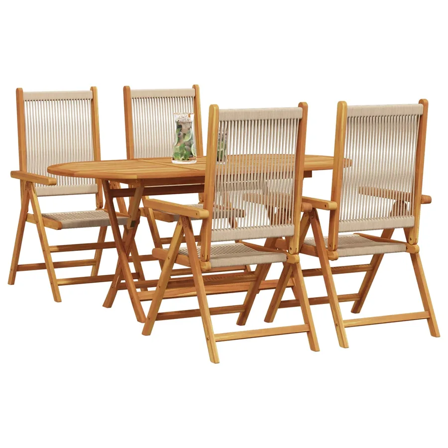 Ensemble de salle à manger pour jardin 5 pcs Beige - 3