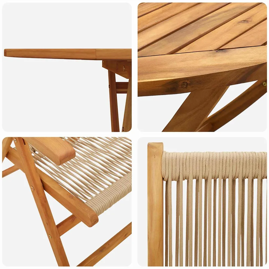 Ensemble de salle à manger pour jardin 5 pcs Beige - 7