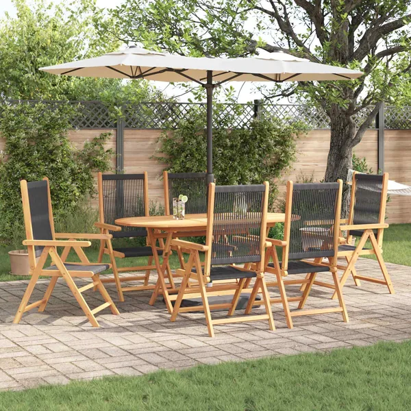 Ensemble de salle à manger pour jardin 7 pcs Noir