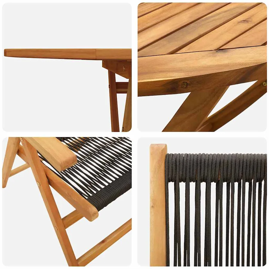 Ensemble de salle à manger pour jardin 7 pcs Noir - 10