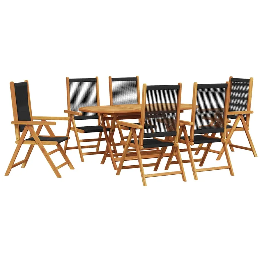 Ensemble de salle à manger pour jardin 7 pcs Noir - 2