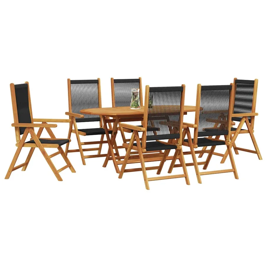 Ensemble de salle à manger pour jardin 7 pcs Noir - 3