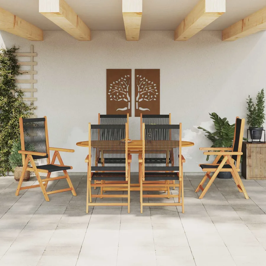 Ensemble de salle à manger pour jardin 7 pcs Noir - 4