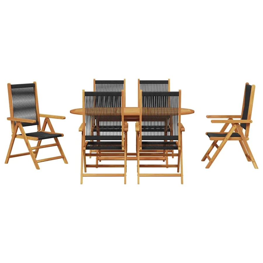 Ensemble de salle à manger pour jardin 7 pcs Noir - 9