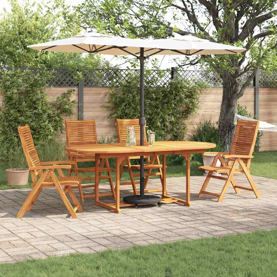 Ensemble de salle à manger pour jardin 5 pcs Marron