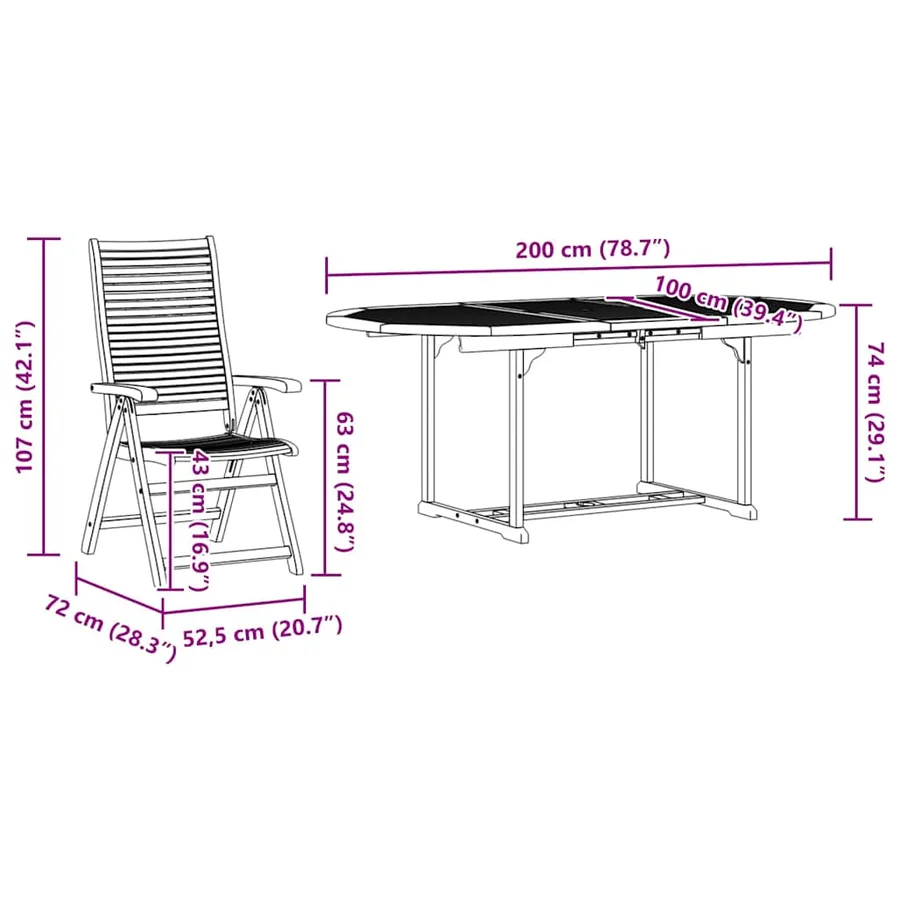 Ensemble de salle à manger pour jardin 5 pcs Marron - 14