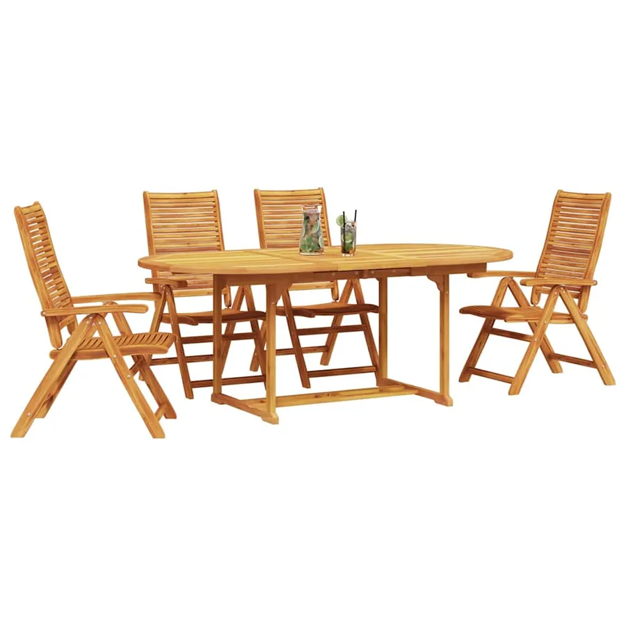 Ensemble de salle à manger pour jardin 5 pcs Marron - 3