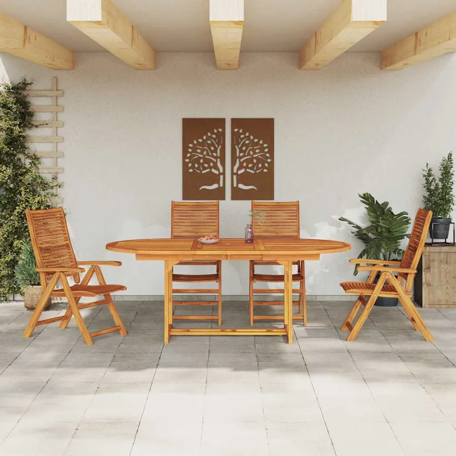 Ensemble de salle à manger pour jardin 5 pcs Marron - 4