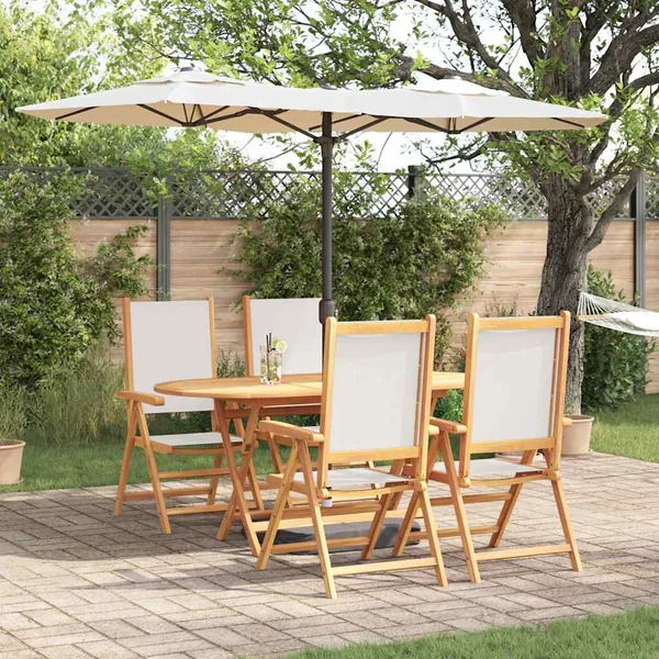 Ensemble de salle à manger pour jardin 5 pcs Blanc crème