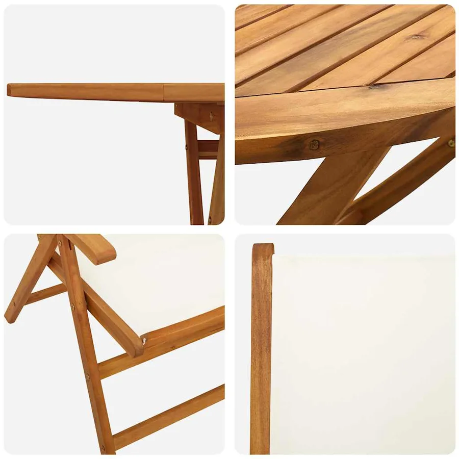 Ensemble de salle à manger pour jardin 5 pcs Blanc crème - 10
