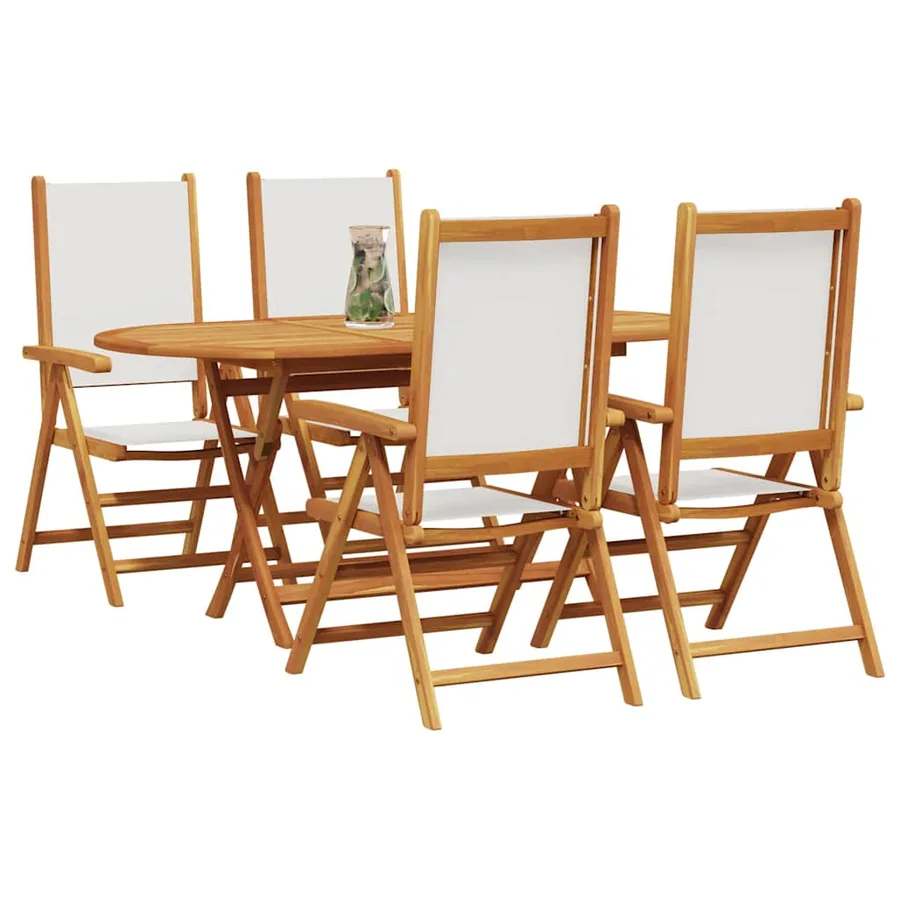 Ensemble de salle à manger pour jardin 5 pcs Blanc crème - 3