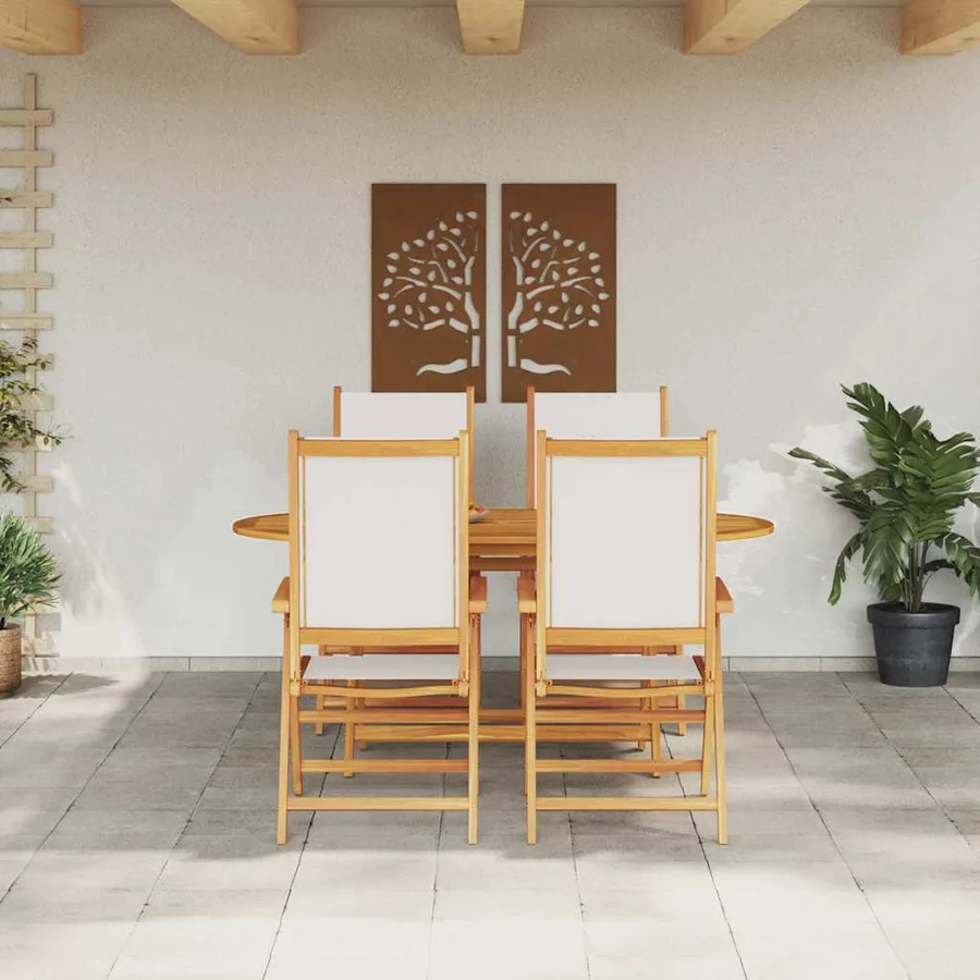 Ensemble de salle à manger pour jardin 5 pcs Blanc crème - 4