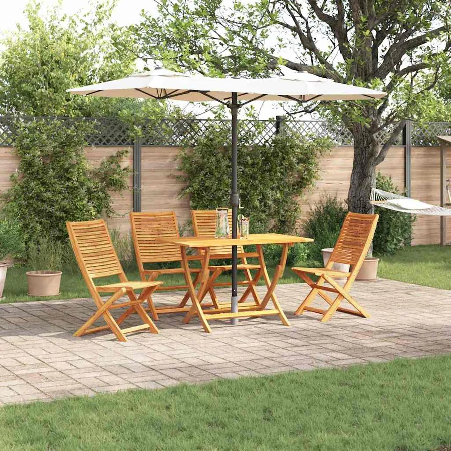 Ensemble de salle à manger pour jardin 5 pcs Marron