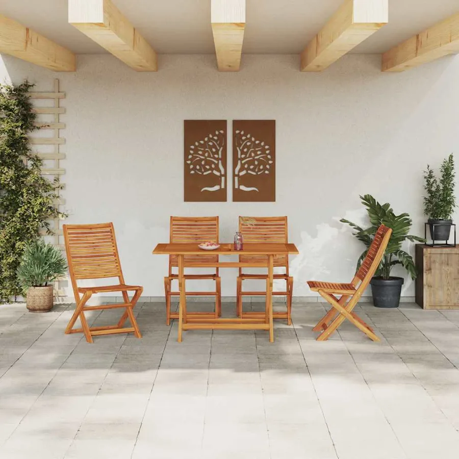 Ensemble de salle à manger pour jardin 5 pcs Marron - 4