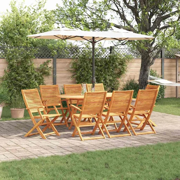 Ensemble de salle à manger pour jardin 9 pcs Marron
